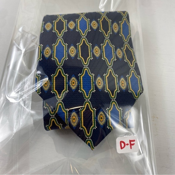Vintage Christian Dior Cravate‎ Men's 100% Silk Neck Tie Blue-Navy/Yellow O/S - Picture 6 of 6